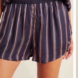 Anthropologie Navy Shorts with Pink and White Stripes